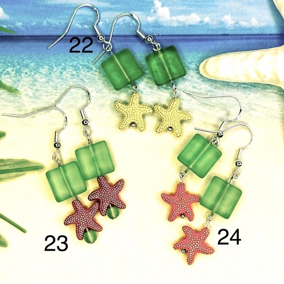 3/$20 Starfish and Frosted Glass Earrings - Pick Your Fave! - Picture 10 of 13